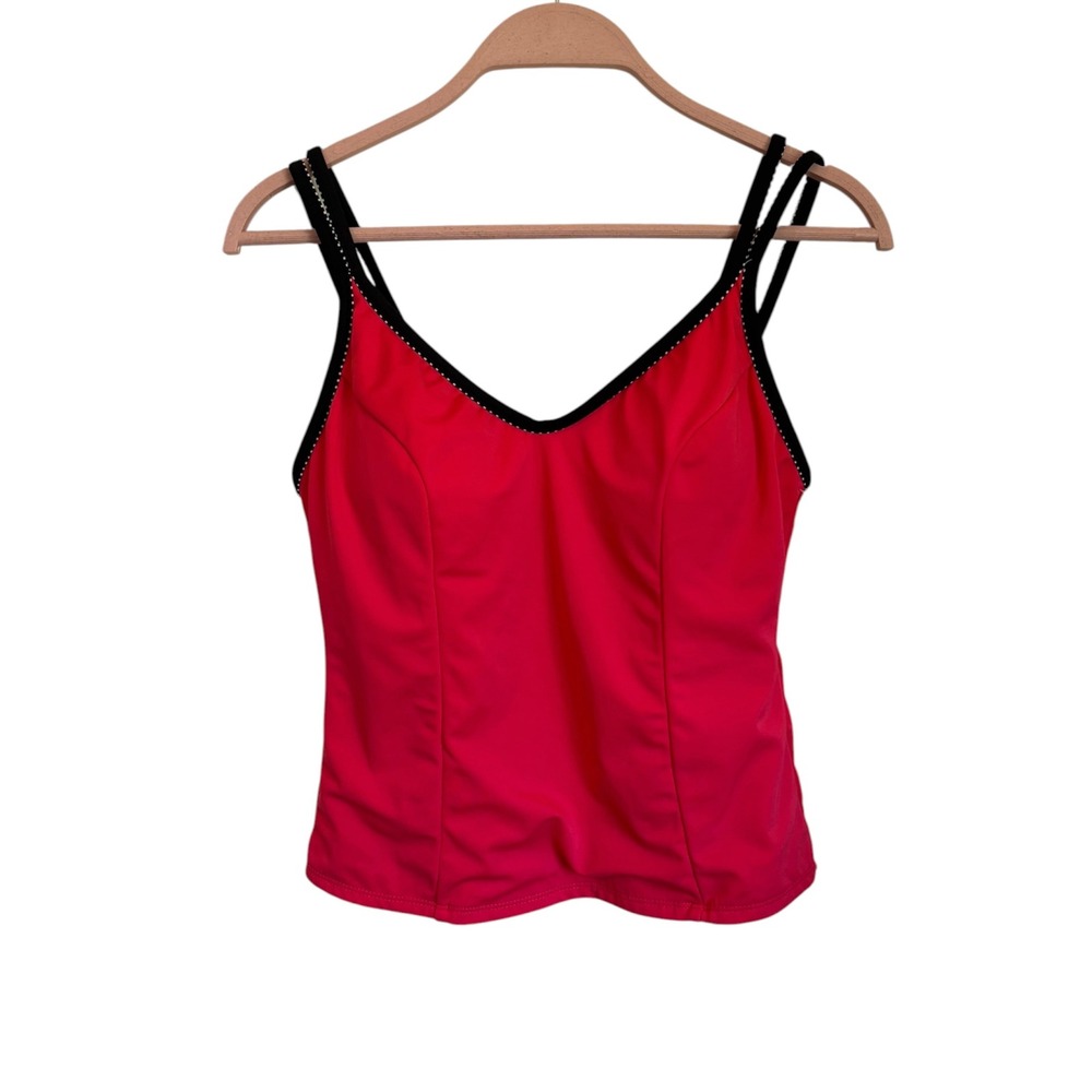 Miraclesuit Tankini Swim Top Womens Sz 10 Coral Double Strap Slimming Suit Beach